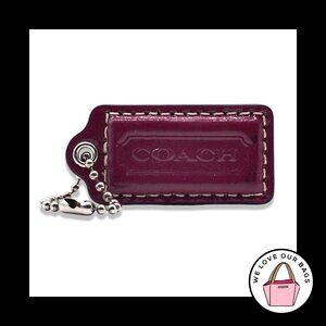 2" Medium COACH Dark Pink Patent Leather Nickel Fob Bag Charm Keychain Hang Tag
